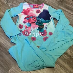 Dreamworks Trolls Girls Pajamas 2 Piece Fleece PJ Set Size 4/5